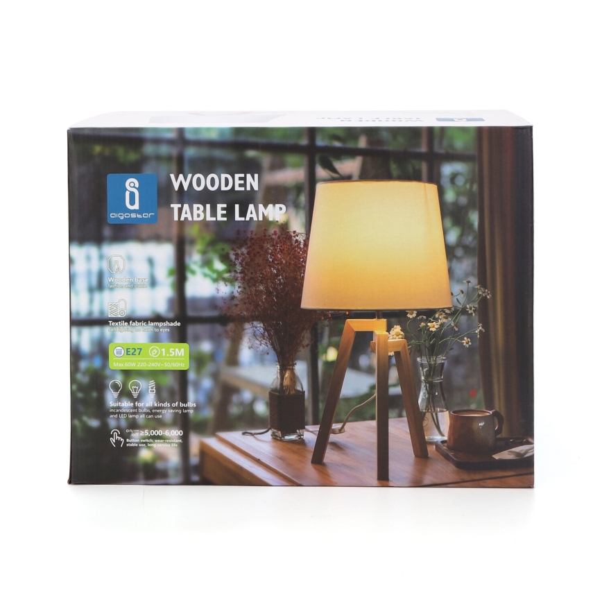 Aigostar - Ξύλινο επιτραπέζιο φωτιστικό 1xE27/60W/230V από πεύκο