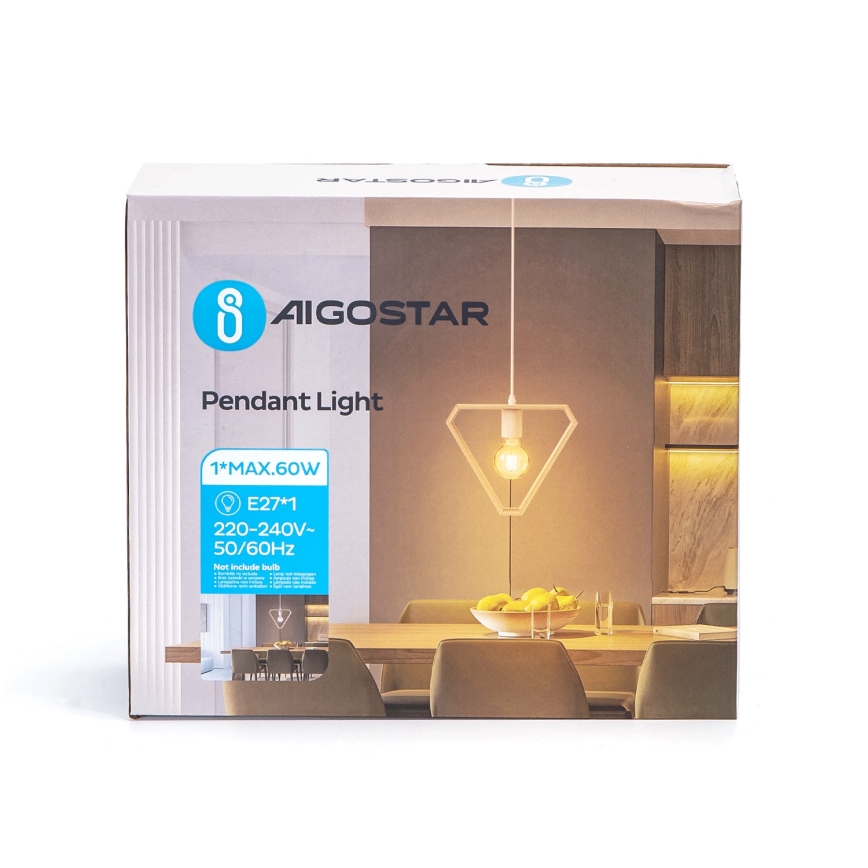 Aigostar - Ξύλινο μονόφωτο κρεμαστό φωτιστικό με σύρμα 1xE27/60W/230V πεύκο