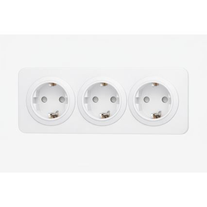 Aigostar - Οικιακή επιτοίχια πρίζα με πλαίσιο, 3x SCHUKO, 250V/16A, λευκή