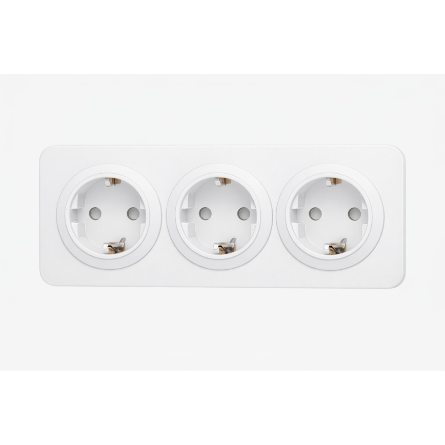 Aigostar - Οικιακή επιτοίχια πρίζα με πλαίσιο, 3x SCHUKO, 250V/16A, λευκή