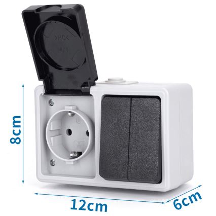 Aigostar - Οικιακός διακόπτης AC με πρίζα 250V/16A IP54