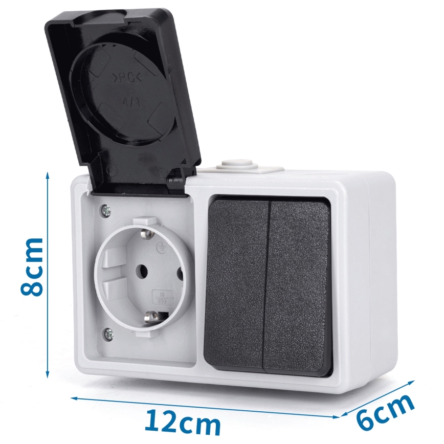 Aigostar - Οικιακός διακόπτης AC με πρίζα 250V/16A IP54