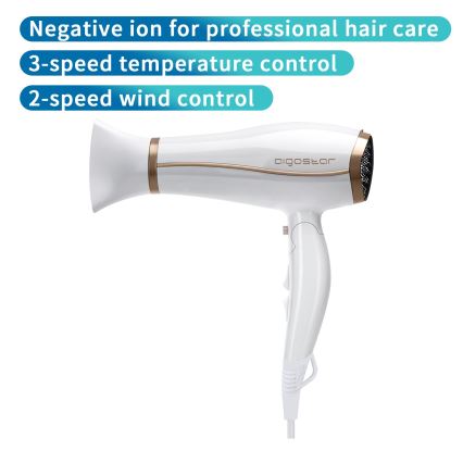Aigostar - Πιστολάκι μαλλιών με ιονιστή 2200W/230V λευκό