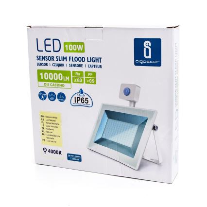 Aigostar - Προβολέας LED με αισθητήρα LED/100W/230V 4000K IP65 λευκό