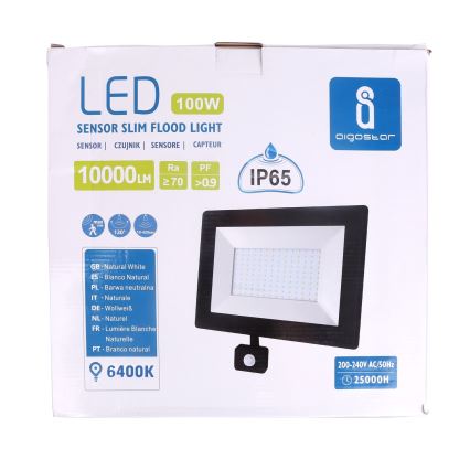 Aigostar - Προβολέας LED με αισθητήρα LED/100W/230V IP65 μαύρο