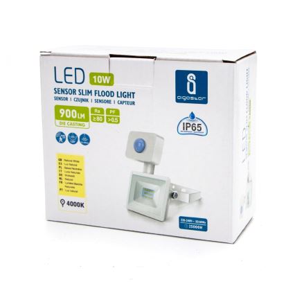 Aigostar - Προβολέας LED με αισθητήρα LED/10W/230V 4000K IP65 λευκό