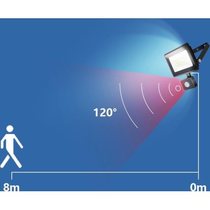 Aigostar - Προβολέας LED με αισθητήρα LED/50W/230V 4000K IP65 μαύρο