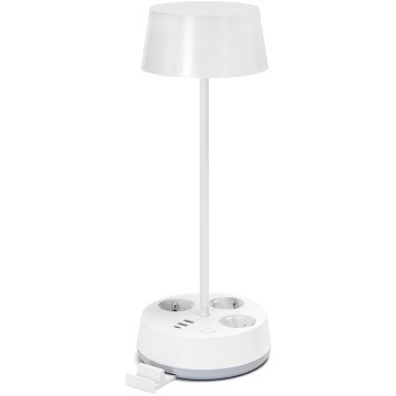 Aigostar - Ρυθμιζόμενο LED επιτραπέζιο φωτιστικό με ενσωματωμένες πρίζες και θύρα USB LED/4,6W/230V 3000/4000/6500K λευκό