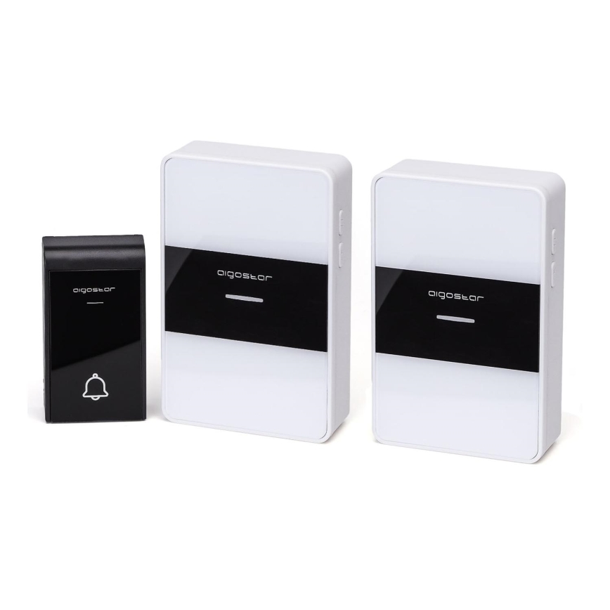 Aigostar - ΣΕΤ 2x Ασύρματο κουδούνι 3xAA/12V IP44 λευκό/μαύρο