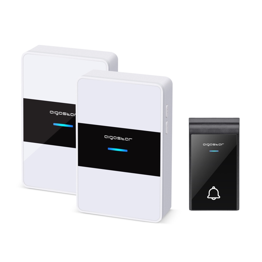 Aigostar - ΣΕΤ 2x Ασύρματο κουδούνι 3xAA/12V IP44 λευκό/μαύρο
