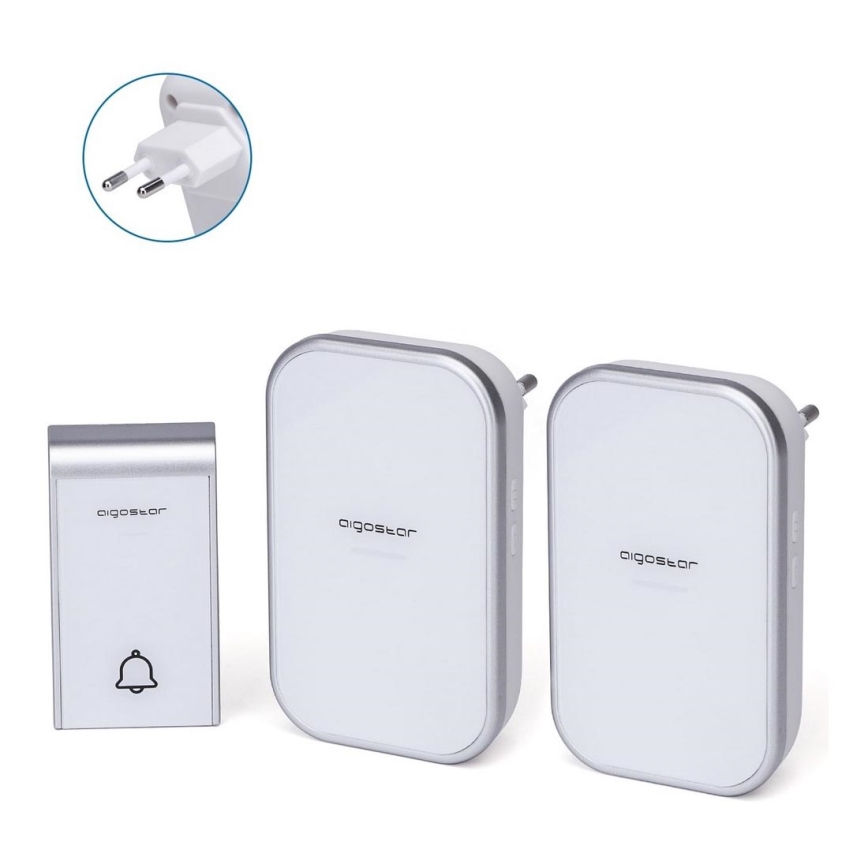 Aigostar - ΣΕΤ 2x Ασύρματο κουδούνι πόρτας 230V/12V IP44 λευκό
