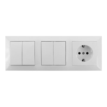 Aigostar - ΣΕΤ 2x Διακόπτης σπιτιού διπλός με πρίζα 1x16A/250V SCHUKO