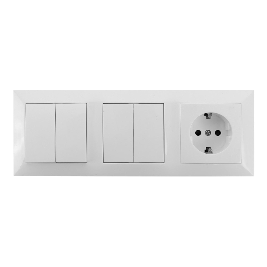 Aigostar - ΣΕΤ 2x Διακόπτης σπιτιού διπλός με πρίζα 1x16A/250V SCHUKO