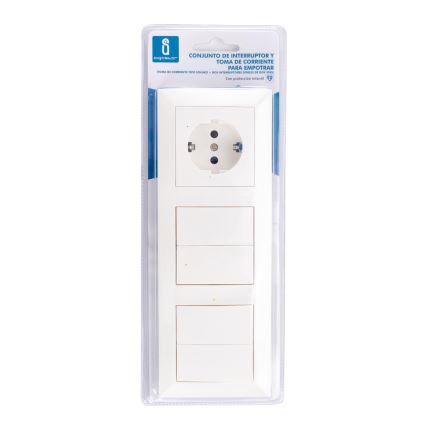 Aigostar - ΣΕΤ 2x Διακόπτης σπιτιού διπλός με πρίζα 1x16A/250V SCHUKO
