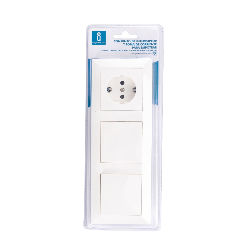 Aigostar - ΣΕΤ 2x Διακόπτης σπιτιού με πρίζα 1x16A/250V SCHUKO