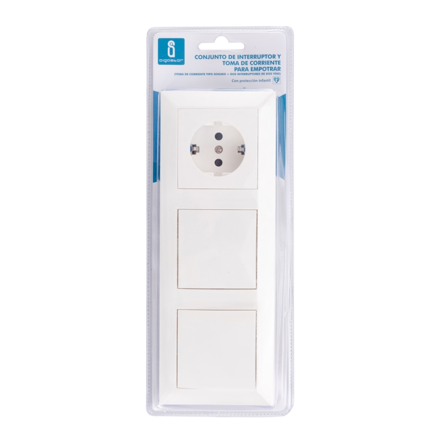 Aigostar - ΣΕΤ 2x Διακόπτης σπιτιού με πρίζα 1x16A/250V SCHUKO
