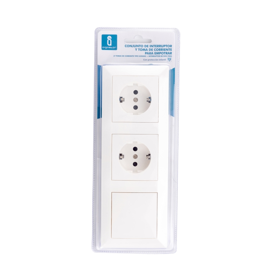 Aigostar - ΣΕΤ 2x Οικιακή πρίζα με διακόπτη 2x16A/250V