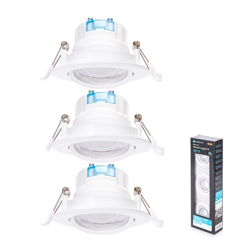 Aigostar - Σετ 3 τεμ. χωνευτό φωτιστικό LED/5W/230V 6500K Ø 8,5 cm λευκό