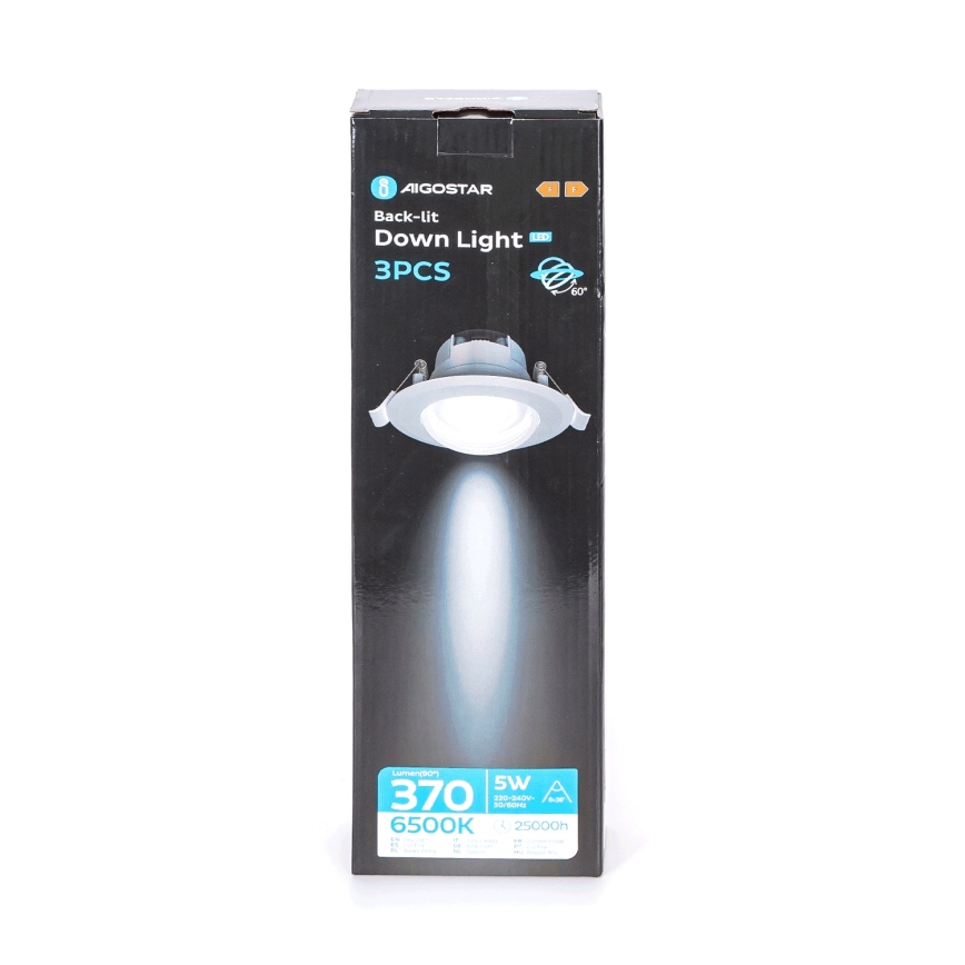 Aigostar - Σετ 3 τεμ. χωνευτό φωτιστικό LED/5W/230V 6500K Ø 8,5 cm λευκό