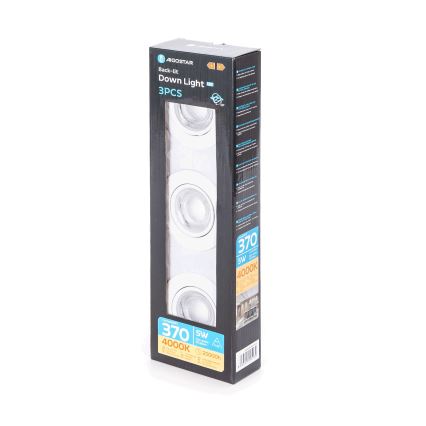 Aigostar - Σετ 3 χωνευτών φωτιστικών οροφής LED/5W/230V 4000K Ø 8,5 εκ. λευκά
