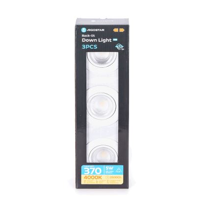 Aigostar - Σετ 3 χωνευτών φωτιστικών οροφής LED/5W/230V 4000K Ø 8,5 εκ. λευκά