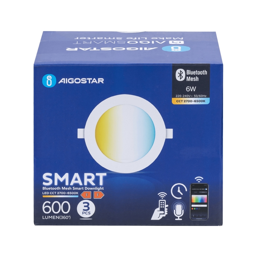 Aigostar - ΣΕΤ 3x LED Dimmable χωνευτό φωτιστικό MESH LED/6W/230V 2700K-6500K διάμετρος 11,5cm
