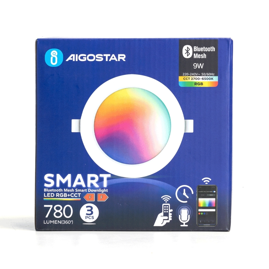 Aigostar - ΣΕΤ 3x LED RGBW Χωνευτό φωτιστικό οροφής dimming MESH LED/9W/230V 2700K-6500K διάμετρος 14,5cm