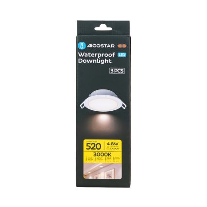 Aigostar - ΣΕΤ 3x Φωτιστικό χωνευτό LED εξωτερικού χώρου LED/4,8W/230V 3000K IP65 λευκό
