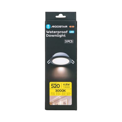 Aigostar - ΣΕΤ 3x Φωτιστικό χωνευτό LED εξωτερικού χώρου LED/4,8W/230V 3000K IP65 μαύρο
