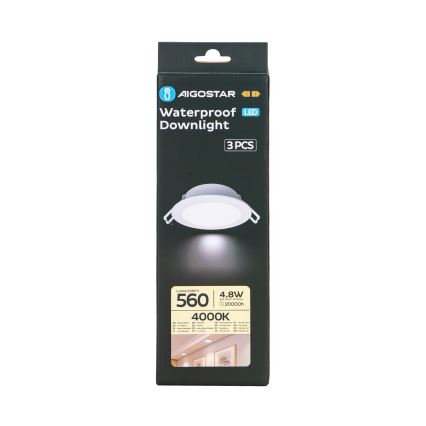 Aigostar - ΣΕΤ 3x Φωτιστικό χωνευτό LED εξωτερικού χώρου LED/4,8W/230V 4000K IP65 λευκό