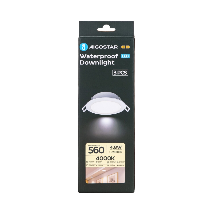 Aigostar - ΣΕΤ 3x Φωτιστικό χωνευτό LED εξωτερικού χώρου LED/4,8W/230V 4000K IP65 λευκό
