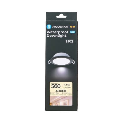Aigostar - ΣΕΤ 3x Φωτιστικό χωνευτό LED εξωτερικού χώρου LED/4,8W/230V 4000K IP65 μαύρο