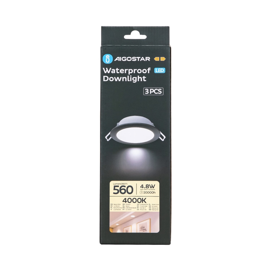 Aigostar - ΣΕΤ 3x Φωτιστικό χωνευτό LED εξωτερικού χώρου LED/4,8W/230V 4000K IP65 μαύρο