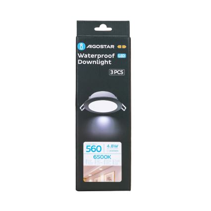 Aigostar - ΣΕΤ 3x Φωτιστικό χωνευτό LED εξωτερικού χώρου LED/4,8W/230V 6500K IP65 μαύρο