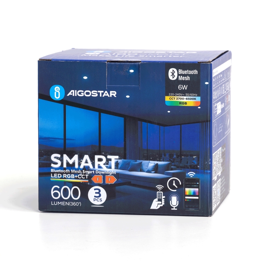 Aigostar - ΣΕΤ 3 x LED RGB Χωνευτό φωτιστικό οροφής dimming MESH LED/6W/230V 2700K-6500K διάμετρος 11,5cm