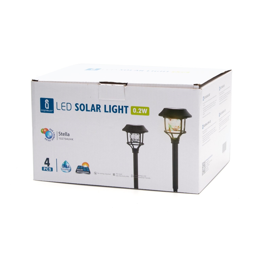 Aigostar - ΣΕΤ 4x Ηλιακή λάμπα LED RGB LED/0,2W/2V IP44