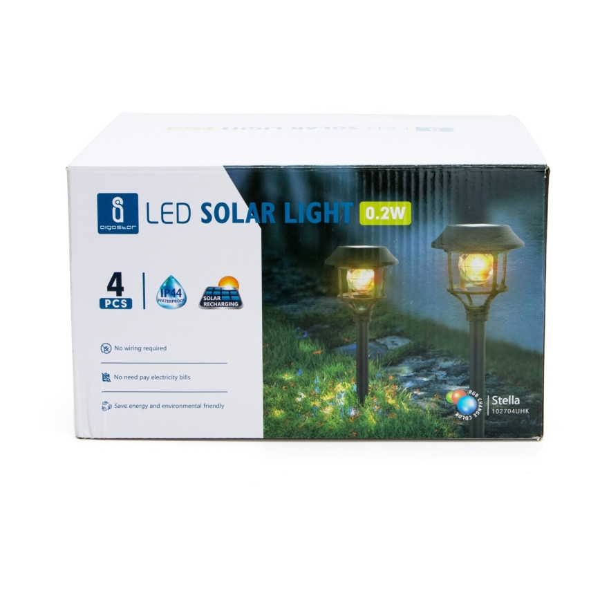 Aigostar - ΣΕΤ 4x Ηλιακή λάμπα LED RGB LED/0,2W/2V IP44