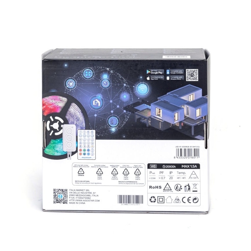 Aigostar - Ταινία LED RGBW Dimmable LED/18W/12V 2x5 m Wi-Fi