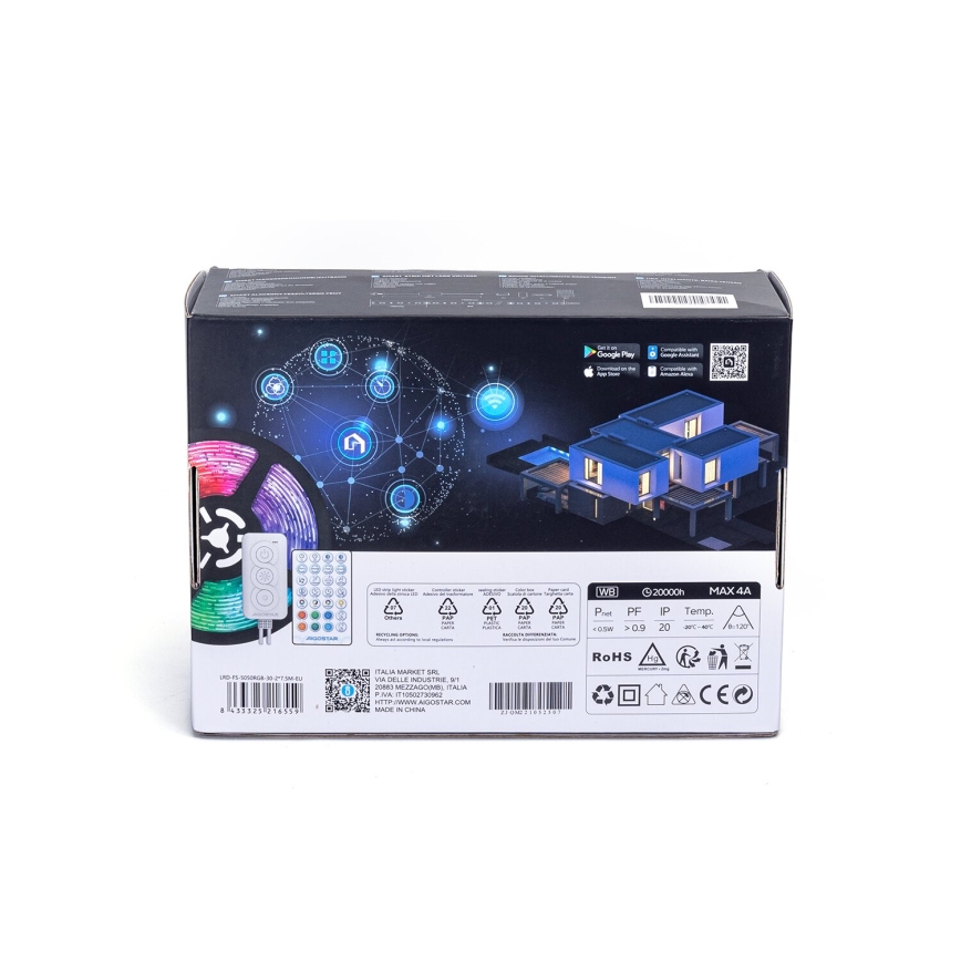 Aigostar - Ταινία LED RGBW Dimmable LED/48W/12V 2x7,5 m Wi-Fi