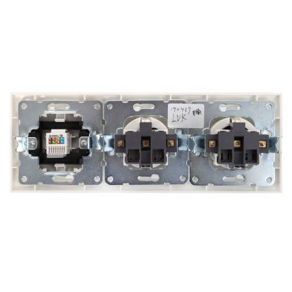 Aigostar - Υποδοχή Ethernet και 2x πρίζες SCHUKO με λευκό πλαίσιο