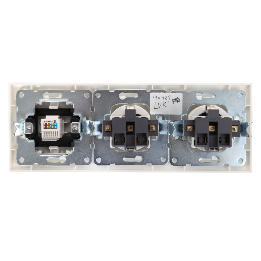 Aigostar - Υποδοχή Ethernet και 2x πρίζες SCHUKO με λευκό πλαίσιο