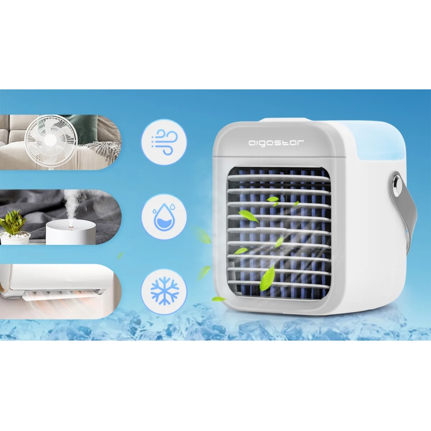Aigostar - Φορητό air cooler 8W/5V λευκό
