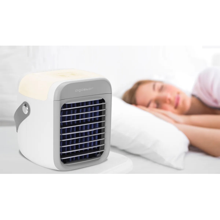 Aigostar - Φορητός ανεμιστήρας ψύξης αέρα 8W/5V λευκός