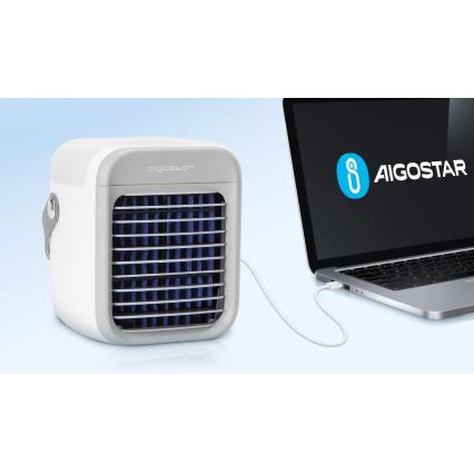 Aigostar - Φορητός ανεμιστήρας ψύξης αέρα 8W/5V λευκός