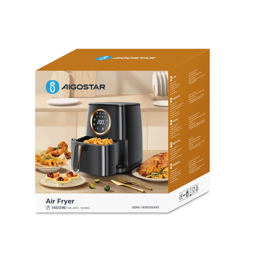 Aigostar - Φριτέζα θερμού αέρα 1400W/230V 4,2l μαύρο