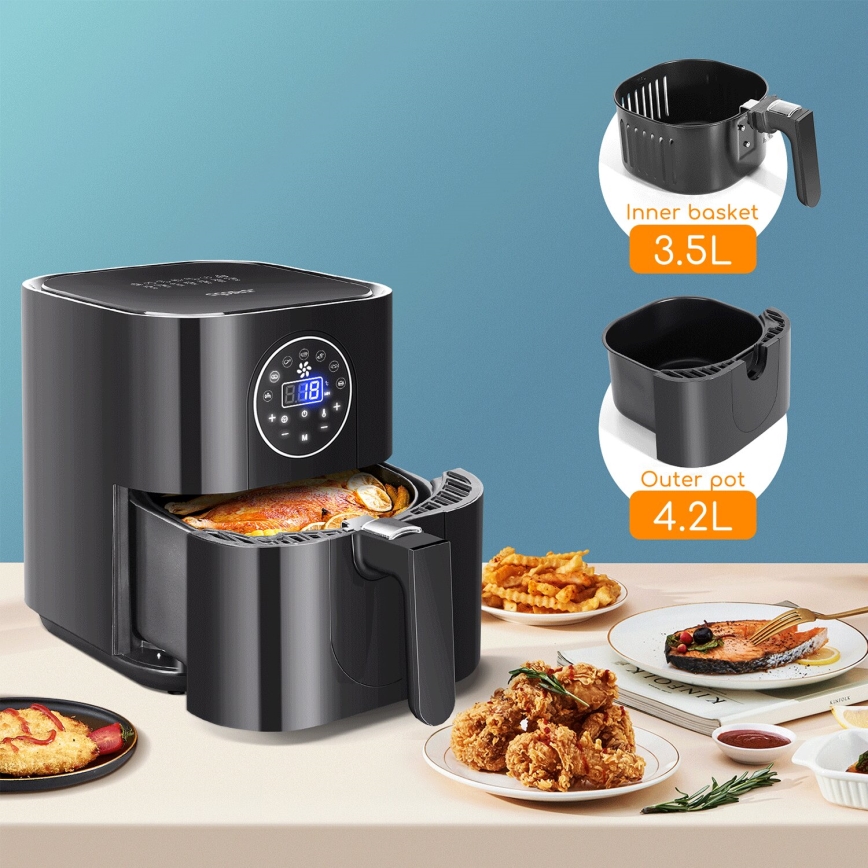 Aigostar - Φριτέζα θερμού αέρα 1500W/230V 3,5l μαύρο