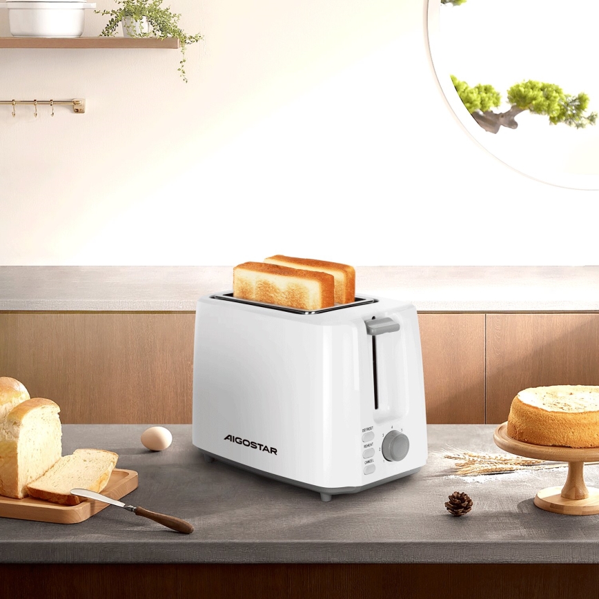 Aigostar - Φρυγανιέρα 2 θέσεων 750W/230V λευκό