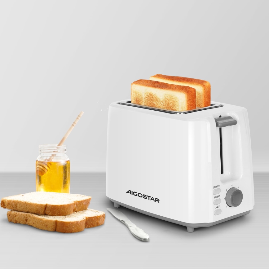 Aigostar - Φρυγανιέρα 2 θέσεων 750W/230V λευκό