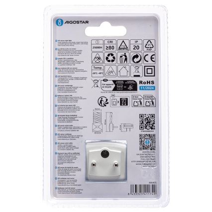 Aigostar - LED Φωτάκι νυκτός με αισθητήρα σούρουπου LED/0,2W/230V 3000K