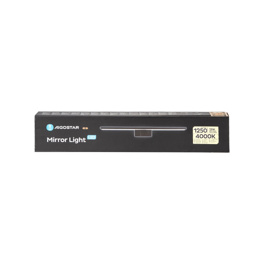 Aigostar - Φωτισμός καθρέφτη μπάνιου LED LED/12W/230V 4000K 60 cm IP44 μαύρο